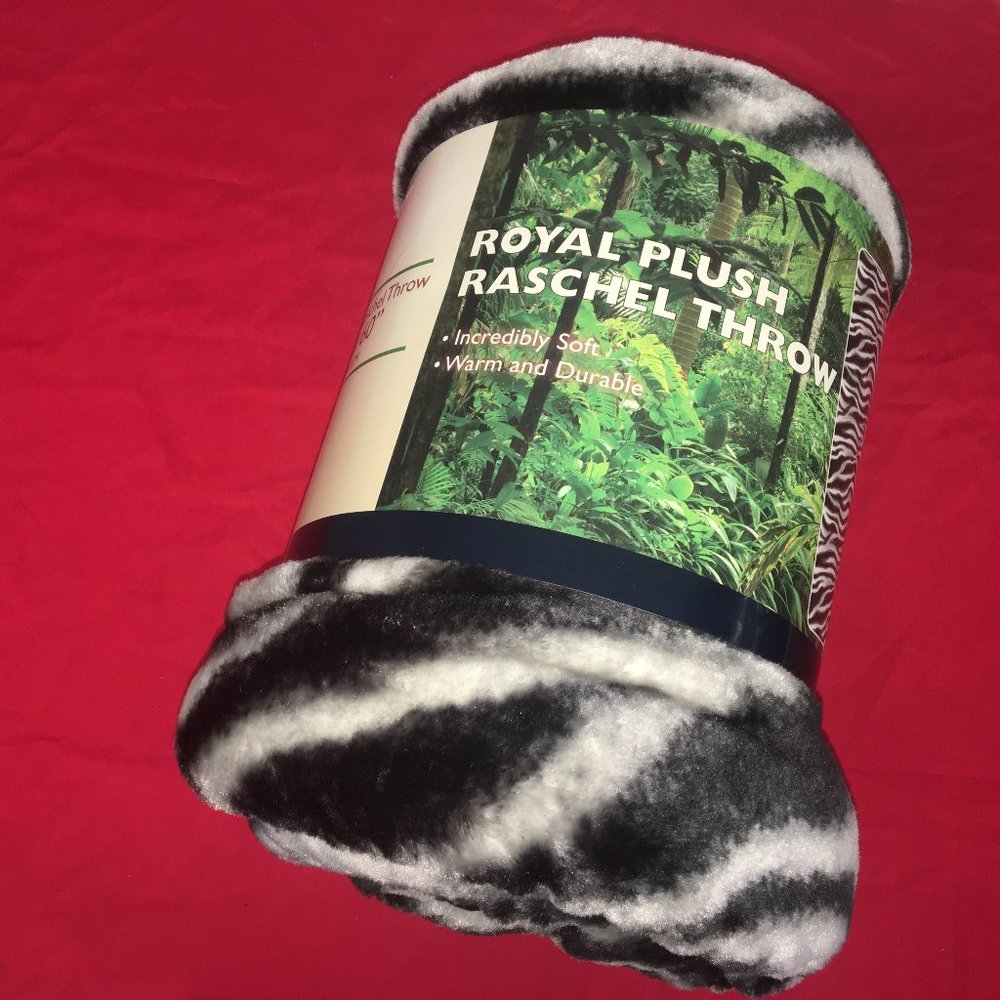 Zebra Pattern Throw 50" x 60' by Royal Plush Raschel Throw